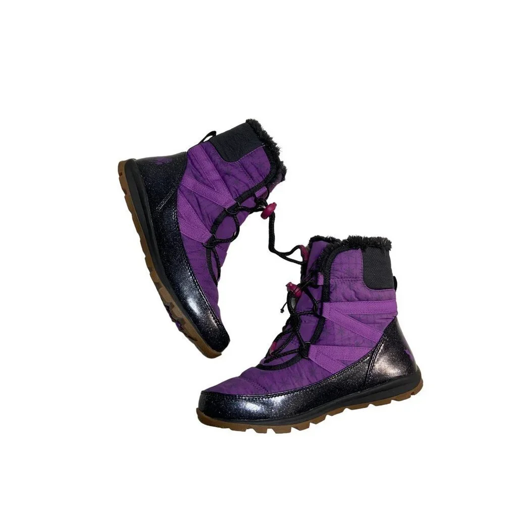 NWOT Sorel x Disney Frozen Snow Purple Black Boots-sz Big Kid 5